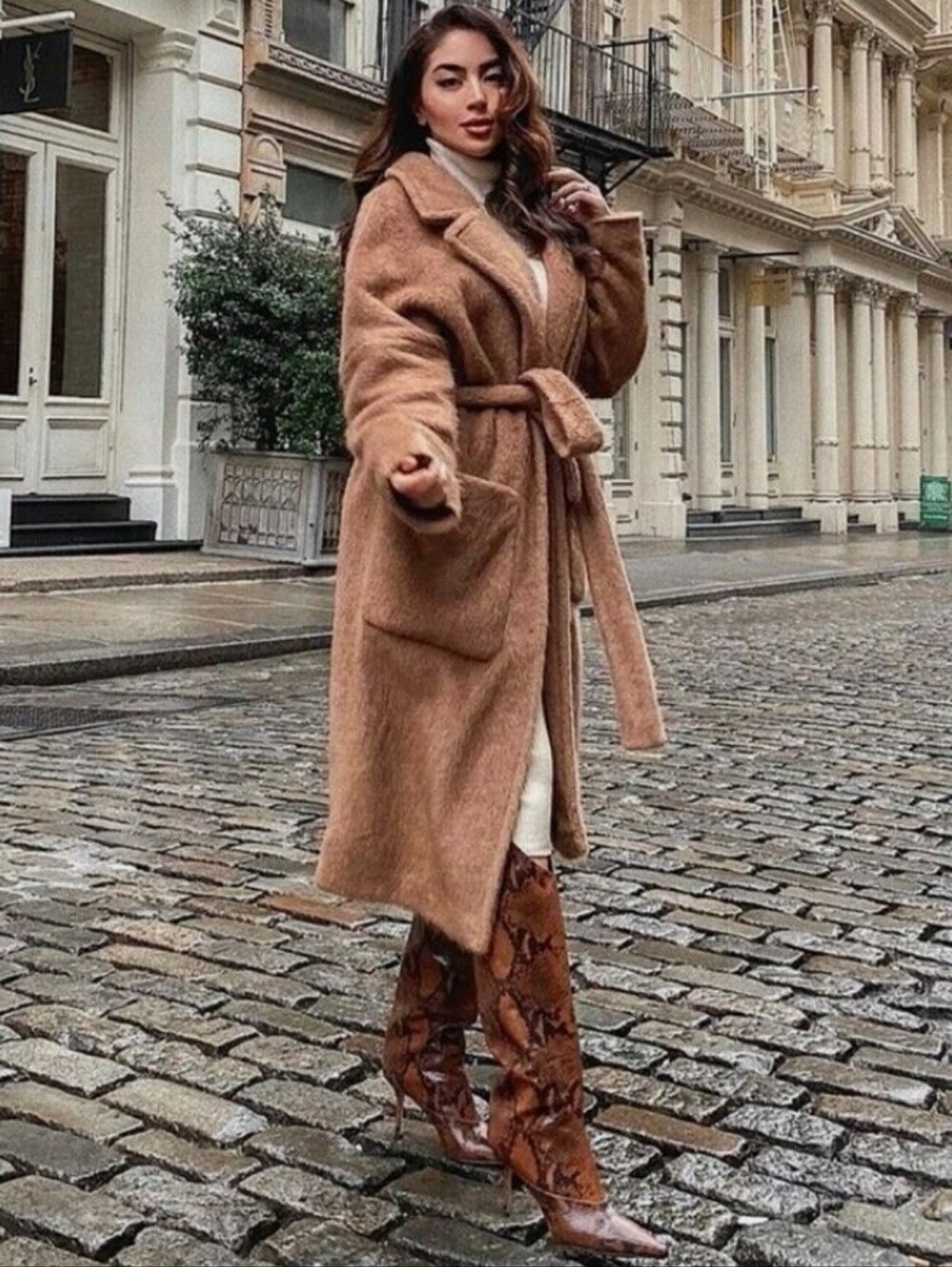 ZARA Wool Blend Oversized Mohair Fur Influencers FAVORITE COAT